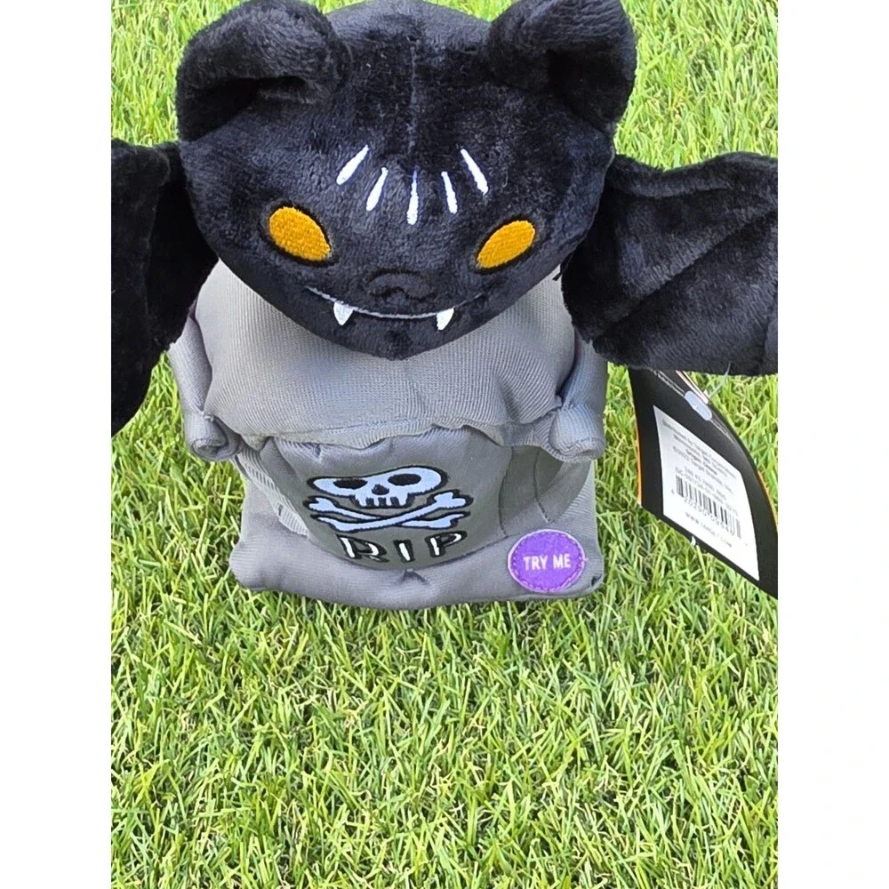 Hyde & Eek!Halloween Animated Sound Bat On Tombstone Stuffed Tabletop Decoration